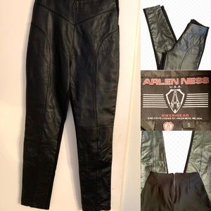 Women’s Black Leather biker Pants SZ S Riding Arlen Ness High Rise